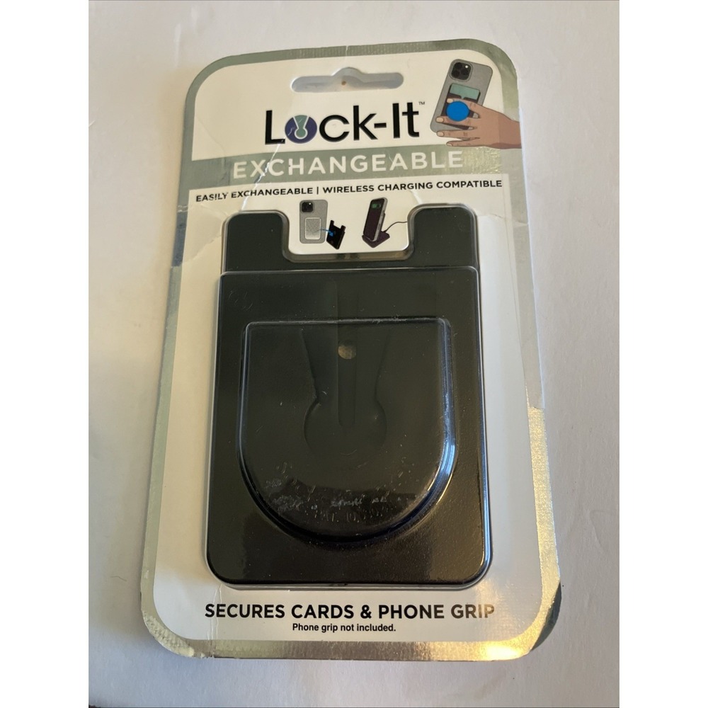 Lock-It Black : Exchangeable Cell Phone Wallet, wireless charging #1904
